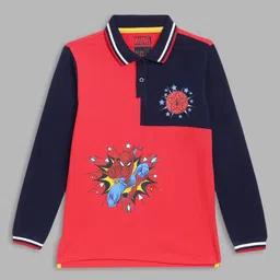 Blue Giraffe Boys Red & Blue Spider-Man Printed Polo Collar  Cotton T-shirt-image-24
