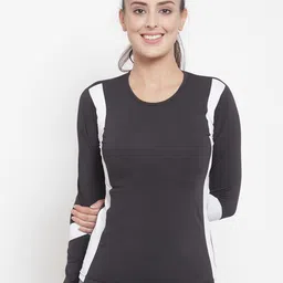 Boston Club Women Black Colourblocked T-shirt-image-43