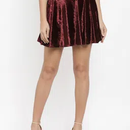 N-Gal High Waist Velvet Flared Skater A-Line Mini Skirt-image-88