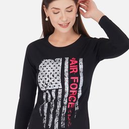 appulse Women Black & Grey Printed Cotton T-shirt-image-59