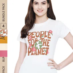 Fabflee Pack Of 4 Typography Printed Cotton T-shirt-picture-12