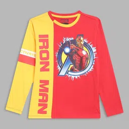 Blue Giraffe Boys Red & Yellow Iron Man Printed  Cotton T-shirt-image-67