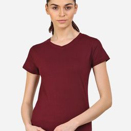 appulse Women Maroon V-Neck T-shirt-image-47