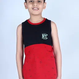 3PIN Boys Colourblocked Sleeveless Cotton T-shirt-image-28