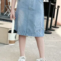 LULU & SKY Girls Knee Length Denim Skirt-picture-17