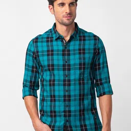 SPYKAR Men Slim Fit Tartan Checked Casual Cotton Shirt-picture-18