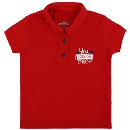 DYCA Girls Red Typography Polo Collar Cotton T-shirt-picture-8
