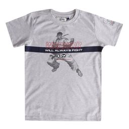 Cantabil Boys Grey & lilac marble Typography Printed Applique T-shirt-picture-2