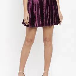 N-Gal High Waist Velvet Flared Skater A-Line Mini Skirt-image-89