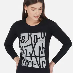 appulse Women Black Typography Printed Cotton T-shirt-image-110