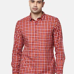 BYFORD by Pantaloons Men Red Slim Fit Gingham Checked Casual Shirt-picture-34