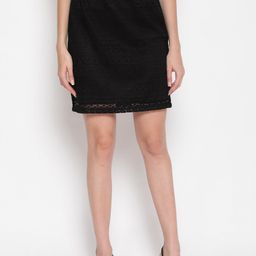 AKIMIA Women Black Self Design Net Pencil Skirt-picture-21