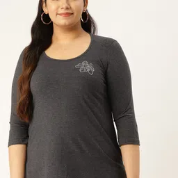 theRebelinme Plus Size Women Charcoal 100% Cotton T-shirt-picture-18