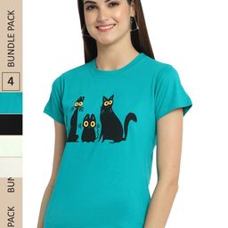 Fabflee Pack Of 4 Graphic Printed Cotton T-shirt-image-75
