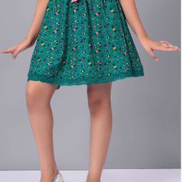 CACA CINA Girls Floral Printed Flared Above Knee Skirts-image-75