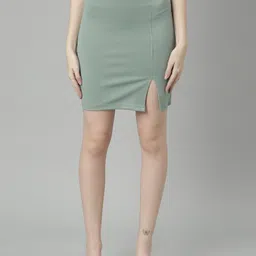 SHOWOFF Front Slit Pencil Mini Skirt-image-97