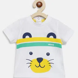 Chicco Boys White & Yellow Typography Printed Pure Cotton T-shirt-image-19