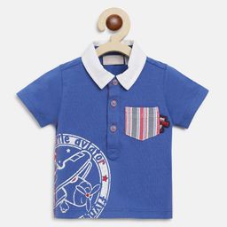 Chicco Boys Blue & White Printed Polo Collar Pure Cotton Pockets T-shirt-picture-15