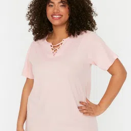 Trendyol Plus Size Tie-Up Neck Top-picture-5