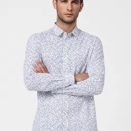 Jack & Jones Men White Cotton Slim Fit Printed Casual Shirt-picture-37