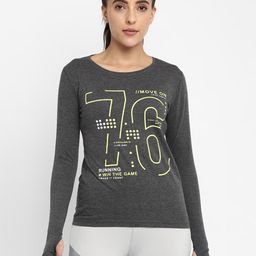 appulse Women Charcoal Typography Printed Raw Edge T-shirt-image-82