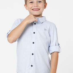 KATE & OSCAR Boys Blue Standard Cotton Casual Shirt-10