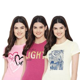 Fabflee Pack Of 3 Typography Printed Short Sleeves Cotton T-shirt-image-66