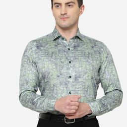JB STUDIO Men Slim Fit Printed Pure Cotton Formal Shirt-image-2