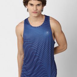 Van Heusen Men Navy Blue Striped T-shirt-image-69