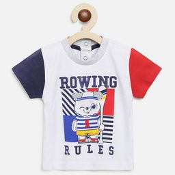Chicco Boys White & Red Colorblocked Printed Pure Cotton T-shirt-picture-20