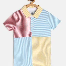 MINI KLUB Boys Colourblocked Polo Collar Pure Cotton T-shirt-image-88