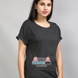 SillyBoom Typographic Printed Extended Sleeves Cotton Lycra Maternity T-shirt-9
