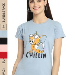 Fabflee Pack Of 4 Printed Cotton T-shirts-image-72