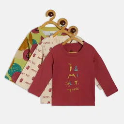 MINI KLUB Pack of 3 Boys Rust & Cream Typography Printed Organic Cotton T-shirt-picture-19
