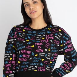 Status Quo Typography Printed Crop Sweatshirt-image-59