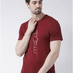 Friskers Men Maroon & claret Typography Printed Raw Edge T-shirt-picture-17