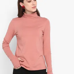 SHARKTRIBE Women Pink High Neck Slim Fit T-shirt-picture-17