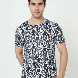 Masculino Latino Plus Men White Camouflage Printed Applique T-shirt-image-10