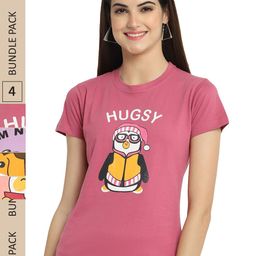 Fabflee Pack Of 4 Printed Cotton T-shirts-image-73