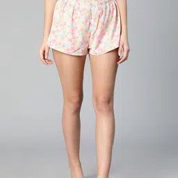 Oxolloxo Women Pink Printed Loose Fit Yoga Shorts-picture-20