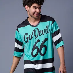 GO DEVIL Men Typography Printed V-Neck T-shirt-image-60