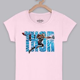 Kids Ville Girls Thor Printed Pink T-shirt-image-19