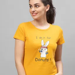 Globus Women Yellow Printed Cotton T-shirt-picture-41