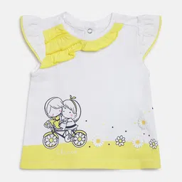 Chicco Girls White & Yellow Print Ruffles Top-image-94