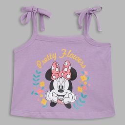 Blue Giraffe Girls Purple Floral Minnie Mouse Printed Applique T-shirt-image-82