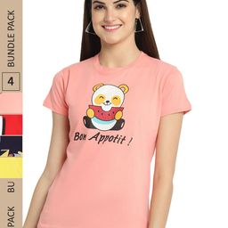Fabflee Pack Of 4 Printed Cotton T-shirts-image-93