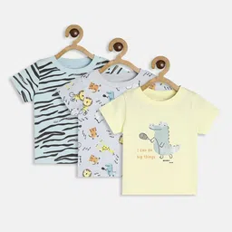 MINI KLUB Boys Pack Of 3 Printed Pure Cotton T-shirt-image-99