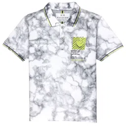 Status Quo Boys Tie and Dye Polo Collar Cotton T-shirt-image-0