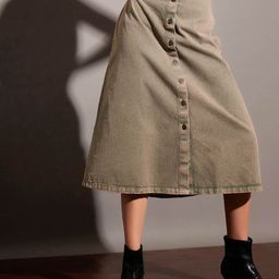 SASSAFRAS Washed Denim A-Line Skirt-image-30