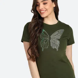 shashvi Women Olive Green Printed T-shirt-picture-17